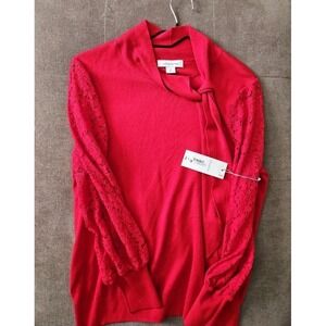 Women's Liz Claiborne Red Long Sleeve Knit Sweater Blouse Size Medium NWT